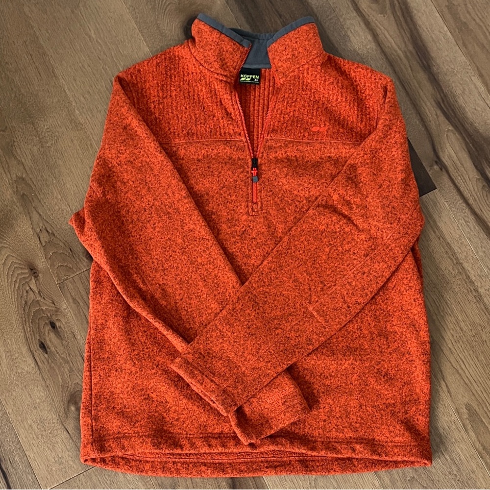 Koppen Orange Heather Quarter Zip Fleece Pullover Sweater Size XL NWOT
